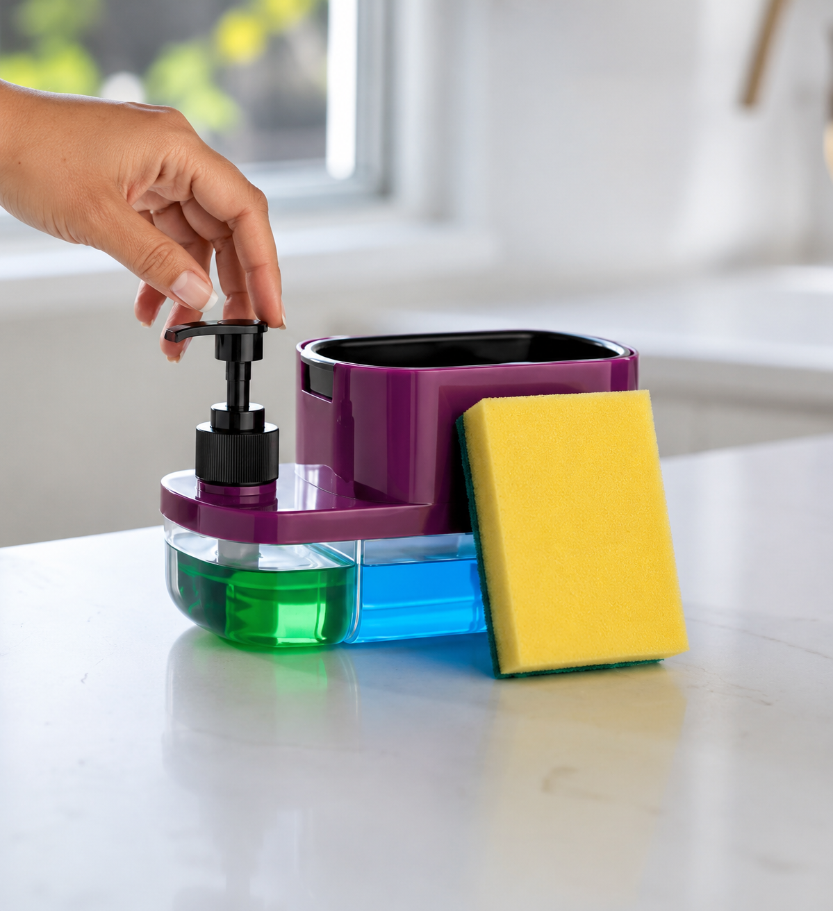 3-in-1 Kitchen Soap Dispenser with Sponge Holder