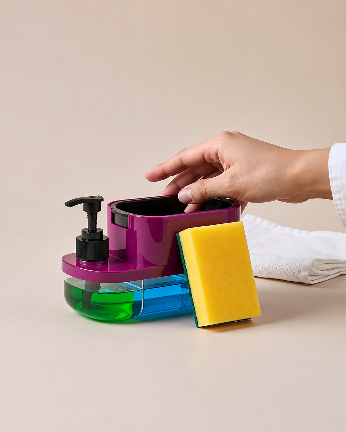 3-in-1 Kitchen Soap Dispenser with Sponge Holder